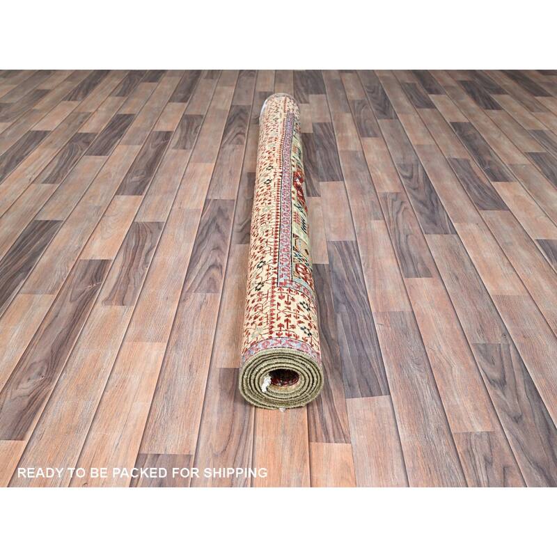 Shahbanu Rugs Crocodile Green Natural Dyes Hand Knotted Soft Wool 14th